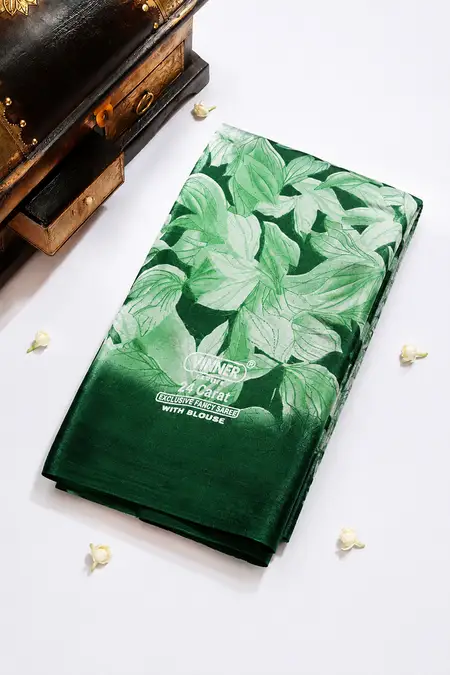 Synthetic Printed Saree with Unstitched Blouse for Women