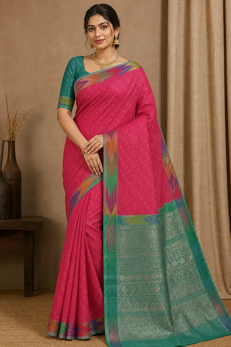 Art Silk Woven Design Saree with Unstitched Blouse for Women