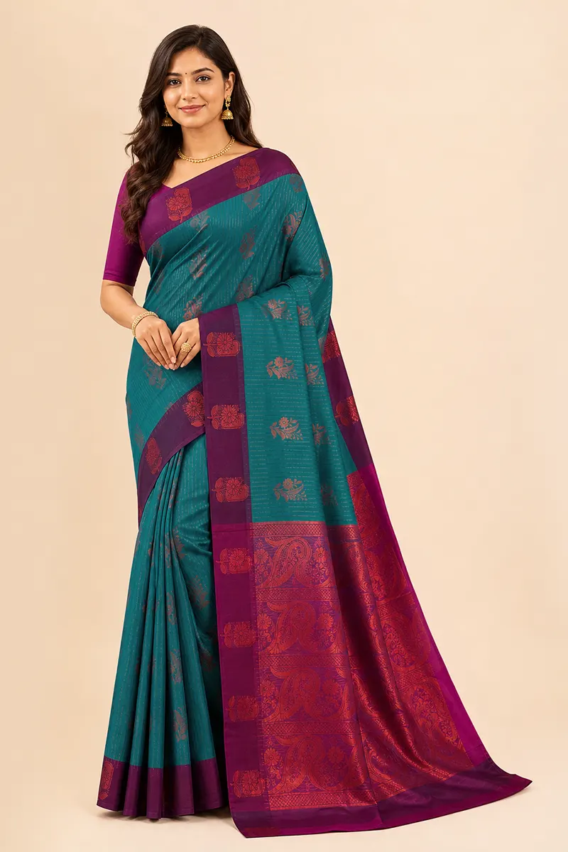 Art Silk Vairaoosi Pattern Saree with Unstitched Blouse for Women