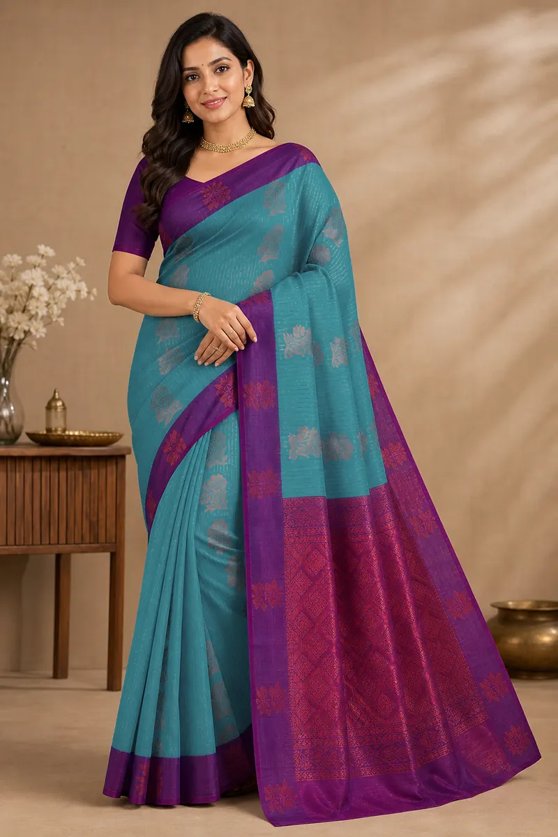 Art Silk Vairaoosi Pattern Saree with Unstitched Blouse for Women