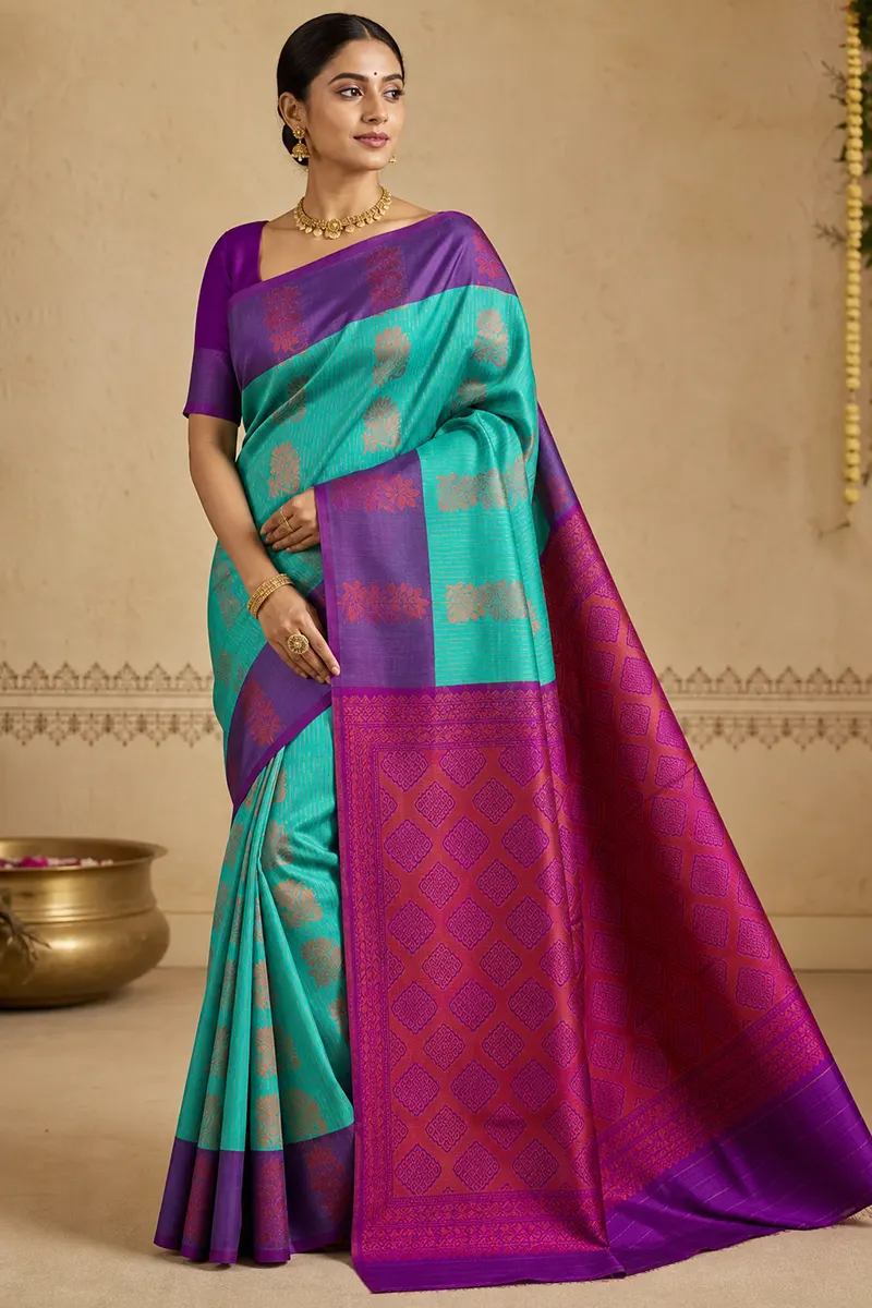 Art Silk Vairaoosi Pattern Saree with Unstitched Blouse for Women