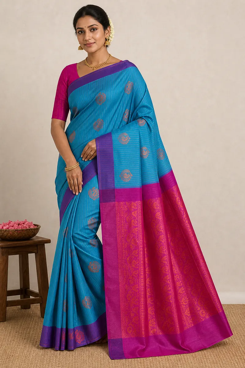 Art Silk Vairaoosi Pattern Saree with Unstitched Blouse for Women