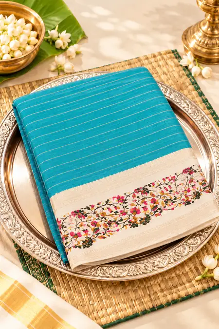 Dola Silk Zari Stripe Saree with Unstitched Blouse for Women