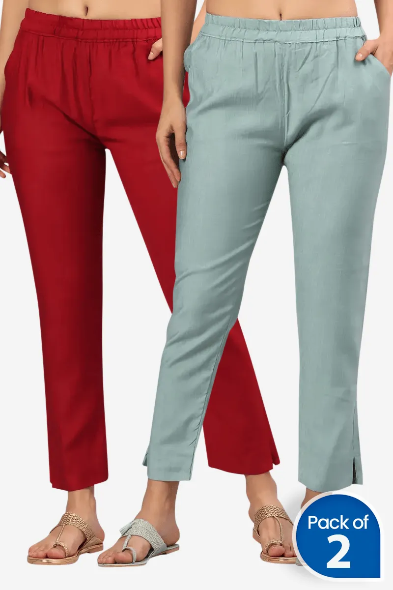 Polyester Solid Kurti Pant for Women - Pack of 2 