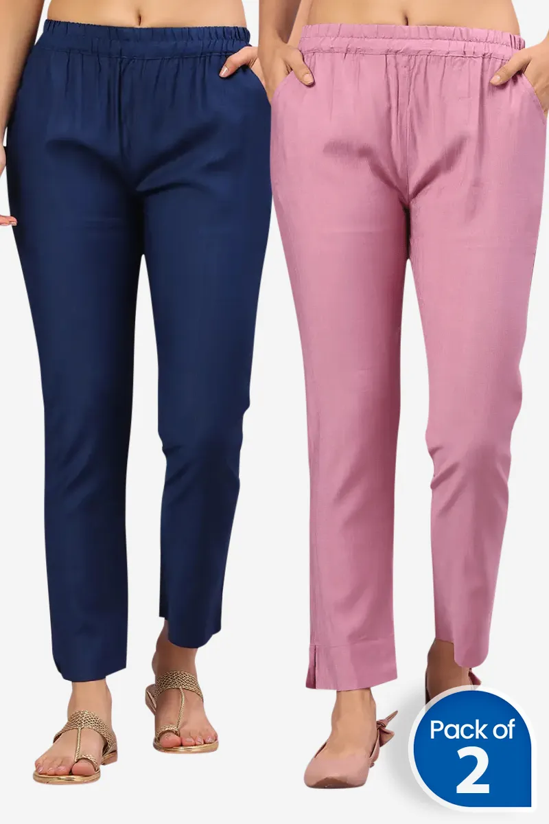 Polyester Solid Kurti Pant for Women - Pack of 2 