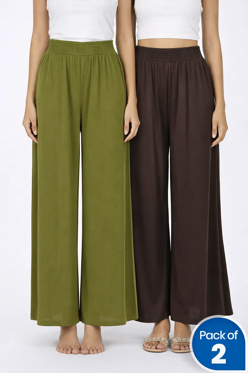 Lycra Solid Palazzo for Women - Pack of 2 