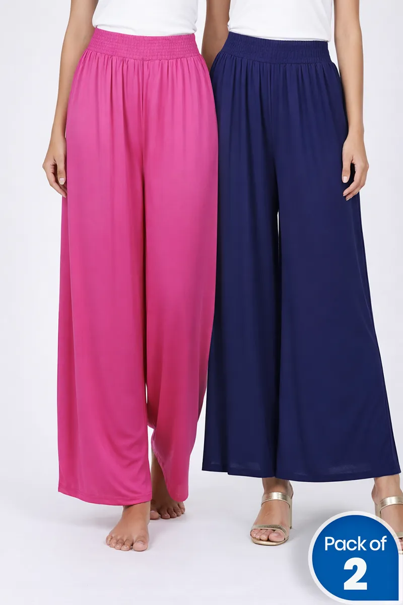 Lycra Solid Palazzo for Women - Pack of 2