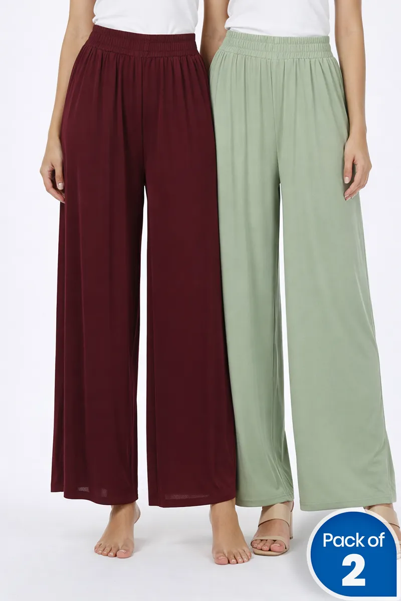 Lycra Solid Palazzo for Women - Pack of 2 