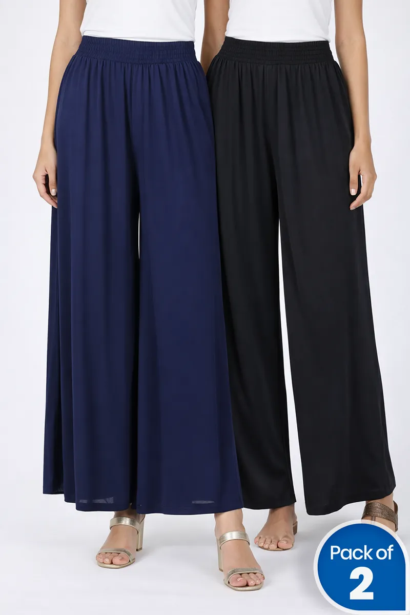 Lycra Solid Palazzo for Women - Pack of 2