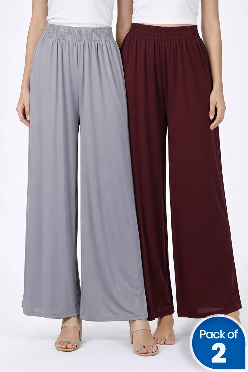 Lycra Solid Palazzo for Women - Pack of 2