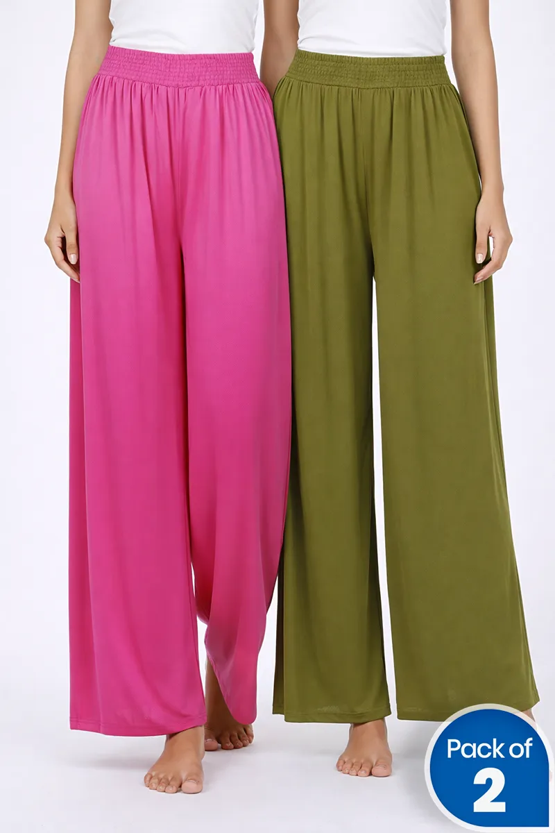 Lycra Solid Palazzo for Women - Pack of 2