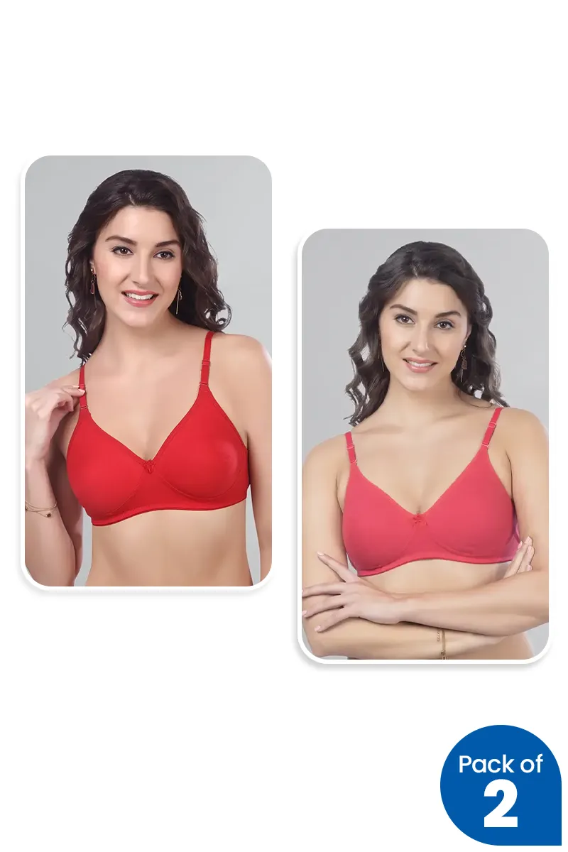 Cotton Non Padded Full Coverage Bra for Women - Pack of 2 CLWCOM32738