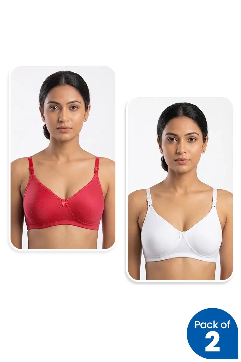 Cotton Blend Non Padded Bra for Women - Pack of 2