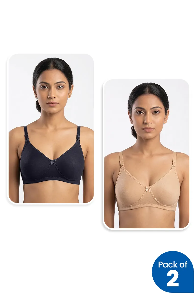 Cotton Blend Non Padded Bra for Women - Pack of 2