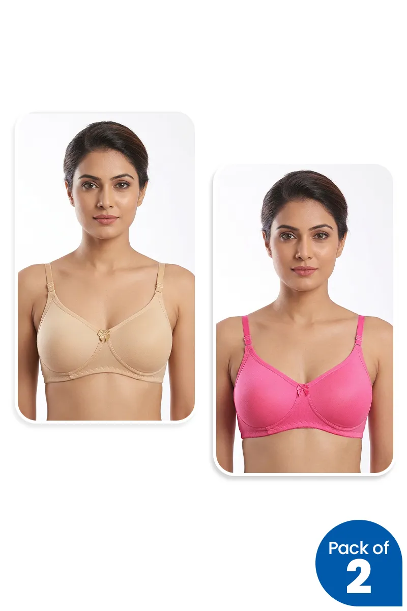 Cotton Blend Padded Bra for Women - Pack of 2