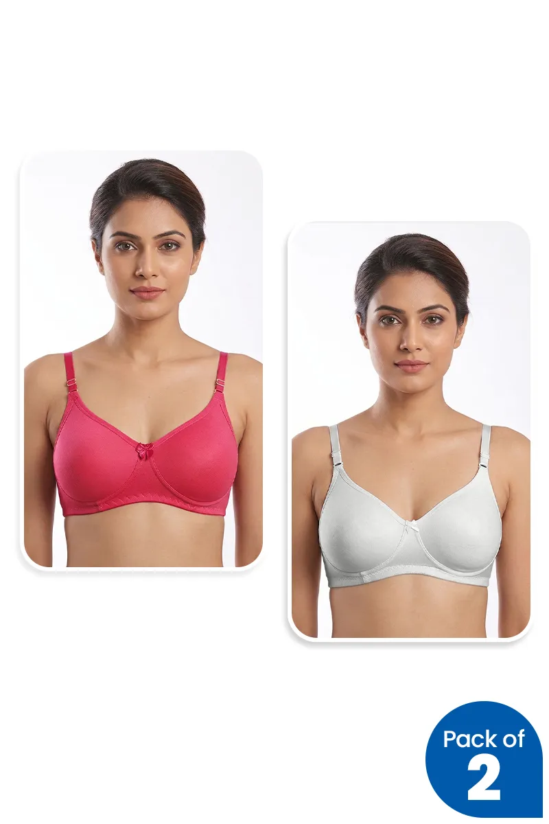 Cotton Blend Padded Bra for Women - Pack of 2