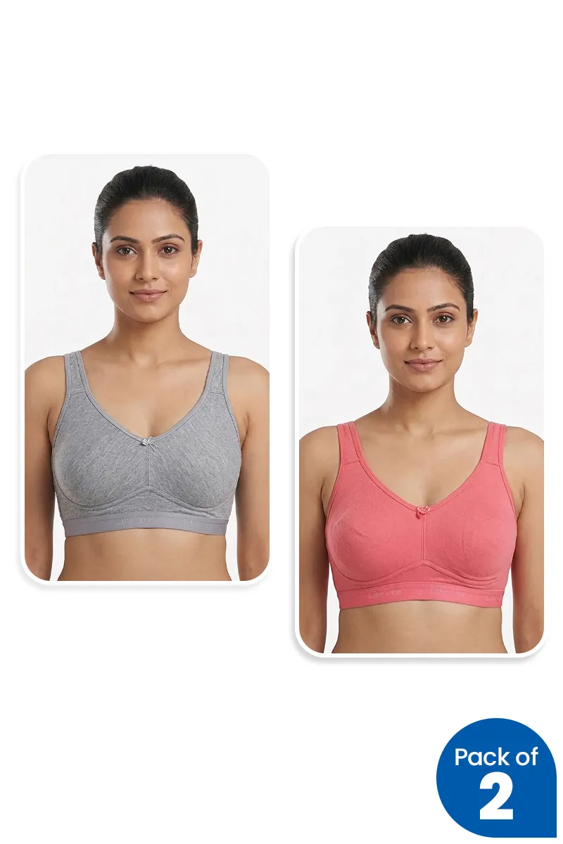 Cotton Blend Non Padded Bra for Women - Pack of 2 
