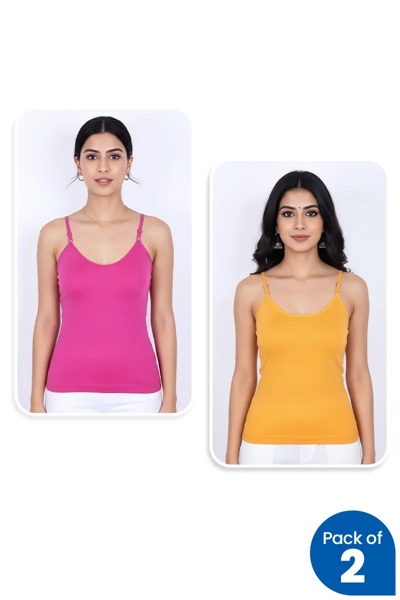 Cotton Solid Camisole for Women - Pack of 2 CLWCOM36085