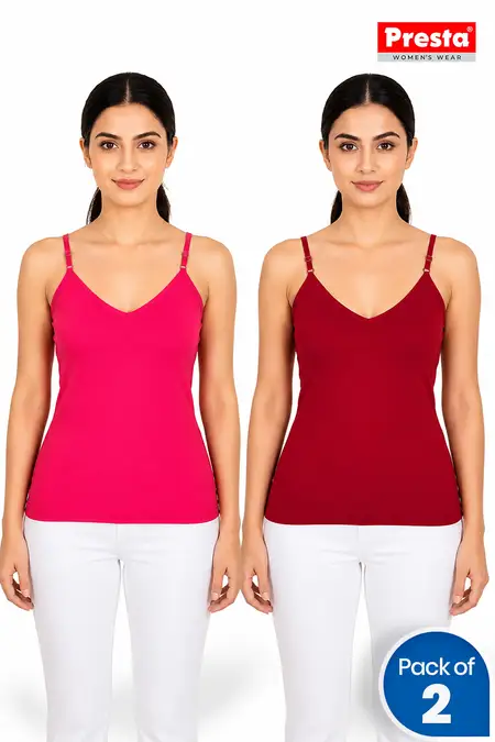 Cotton Solid Camisole for Women - Pack of 2