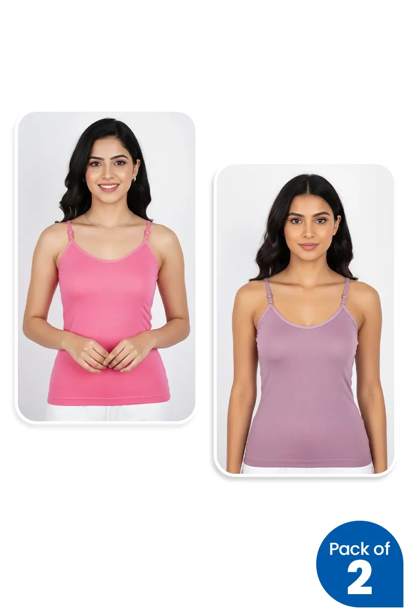 Cotton Solid Camisole for Women - Pack of 2 CLWCOM36395