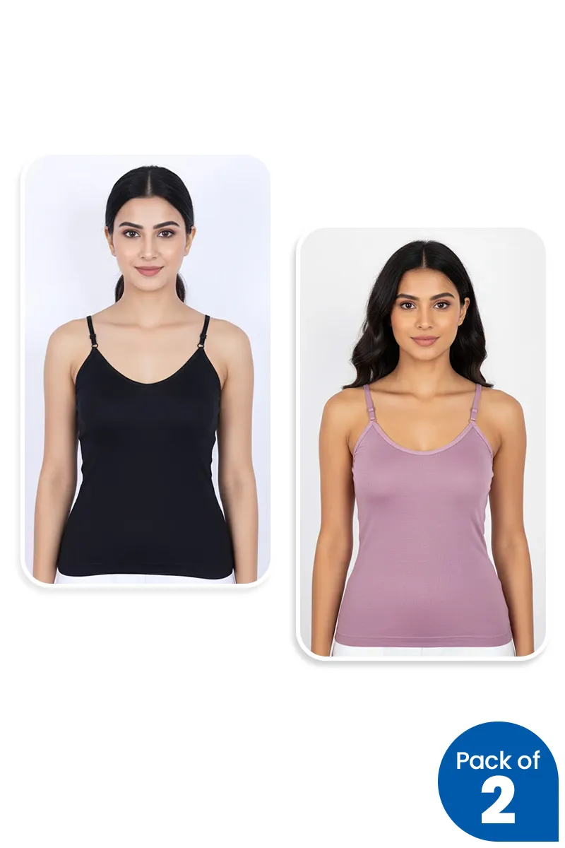 Cotton Solid Camisole for Women - Pack of 2 CLWCOM36595