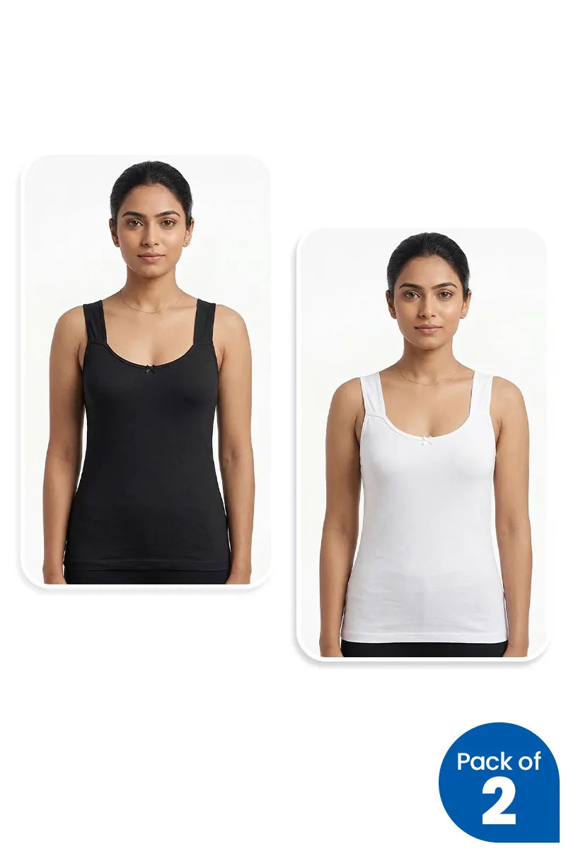 Cotton Blend Solid Camisole for Women - Pack of 2