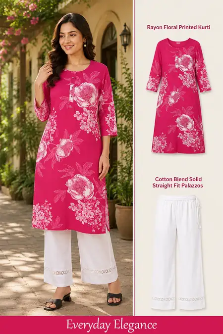 Office Wear Essentials Combo for Women - Kurti with Palazzo