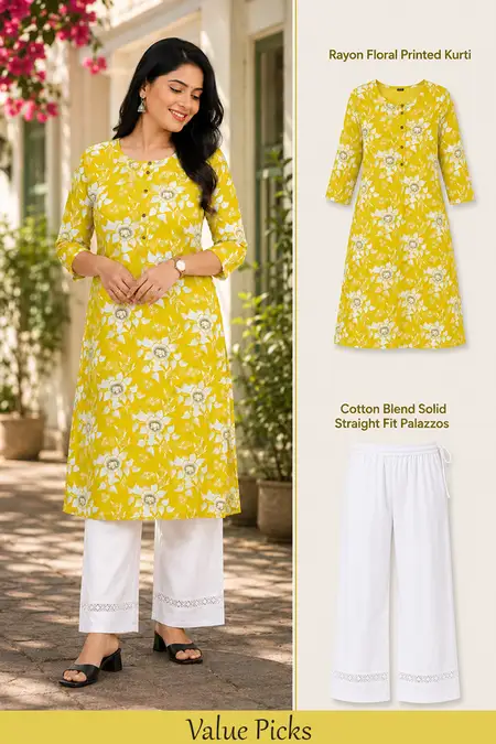Office Wear Essentials Combo for Women - Kurti with Palazzo