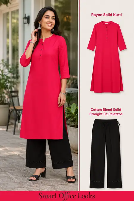 Office Wear Essentials Combo for Women - Kurti with Palazzo