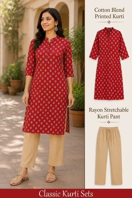 Office Wear Essentials Combo for Women - Kurti with Pant
