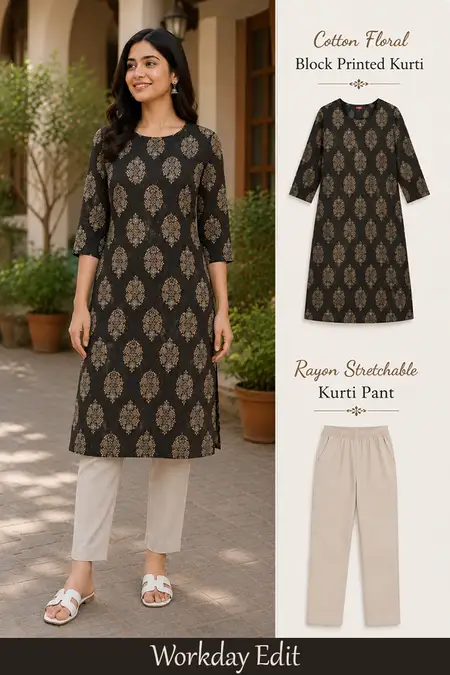 Office Wear Essentials Combo for Women - Kurti with Pant
