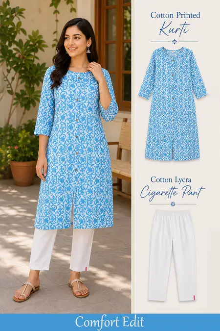 Office Wear Essentials Combo for Women - Kurti with Pant