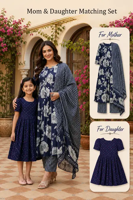 Mom & Daughter Twinning Combo – Kurti Set with Frock