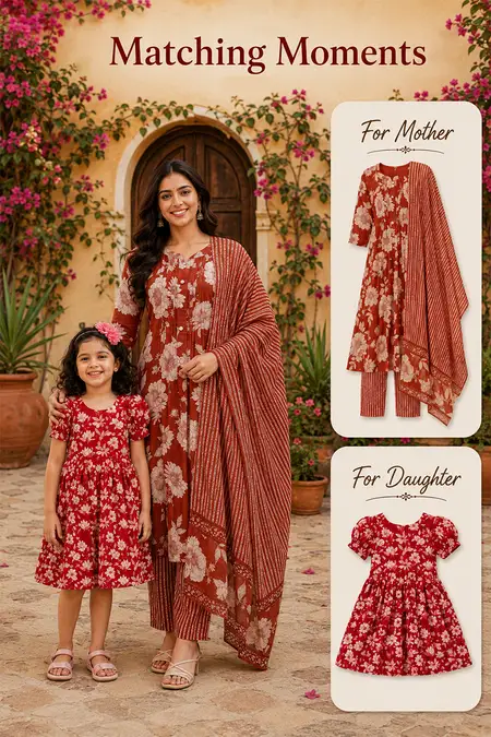 Mom & Daughter Twinning Combo – Kurti Set with Frock