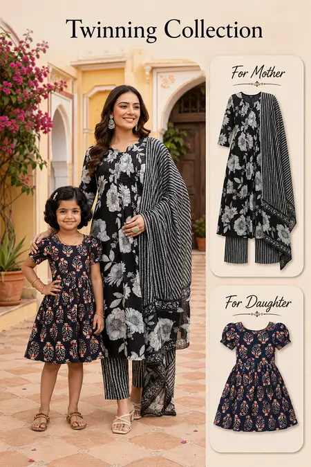 Mom & Daughter Twinning Combo – Kurti Set with Frock