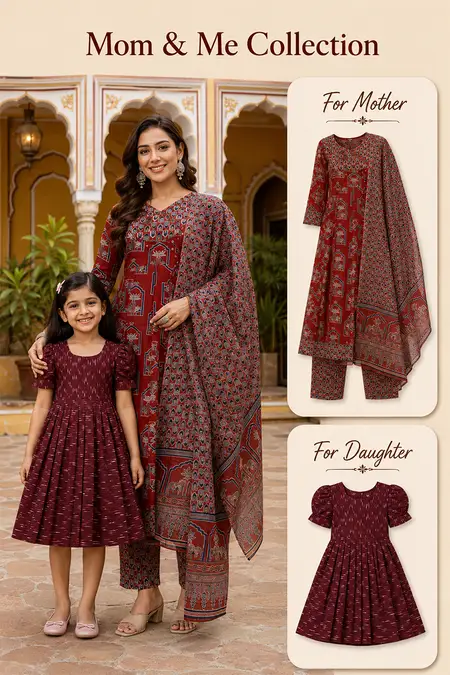 Mom & Daughter Twinning Combo – Kurti Set with Frock