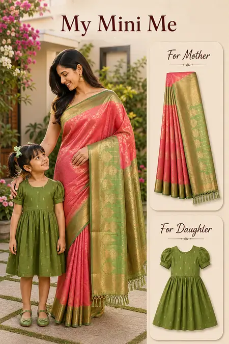 Mom & Daughter Twinning Combo – Saree with Frock