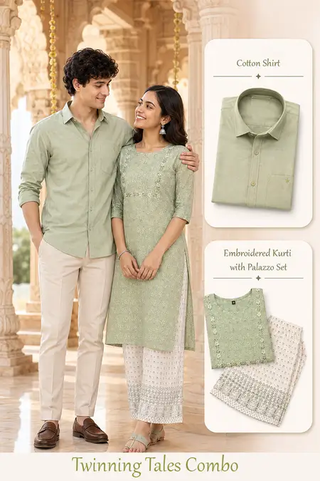 Casual Twin Combo for Men & Women (Shirt & Kurti 2Pcs Set)