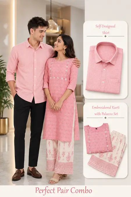 Casual Twin Combo for Men & Women (Shirt & Kurti 2Pcs Set)