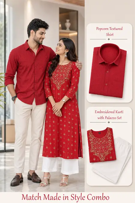 Casual Twin Combo for Men & Women (Shirt & Kurti 2Pcs Set)