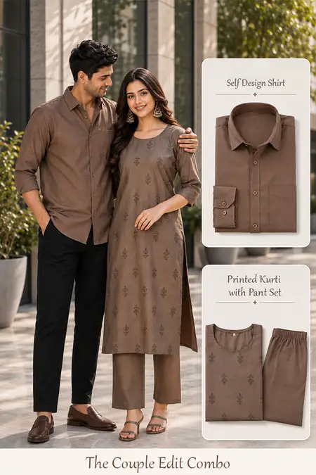Casual Twin Combo for Men & Women (Shirt & Kurti 2Pcs Set)