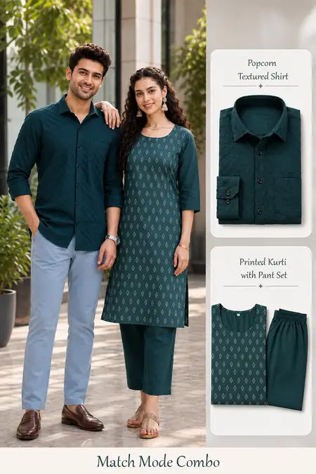 Casual Twin Combo for Men & Women (Shirt & Kurti 2Pcs Set)