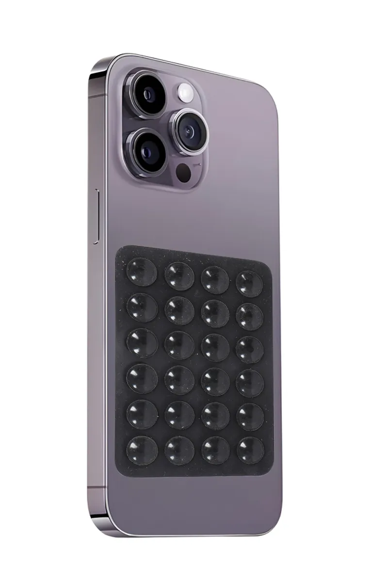 Silicone Suction Phone Case/Holder for iPhone and Android (Black)