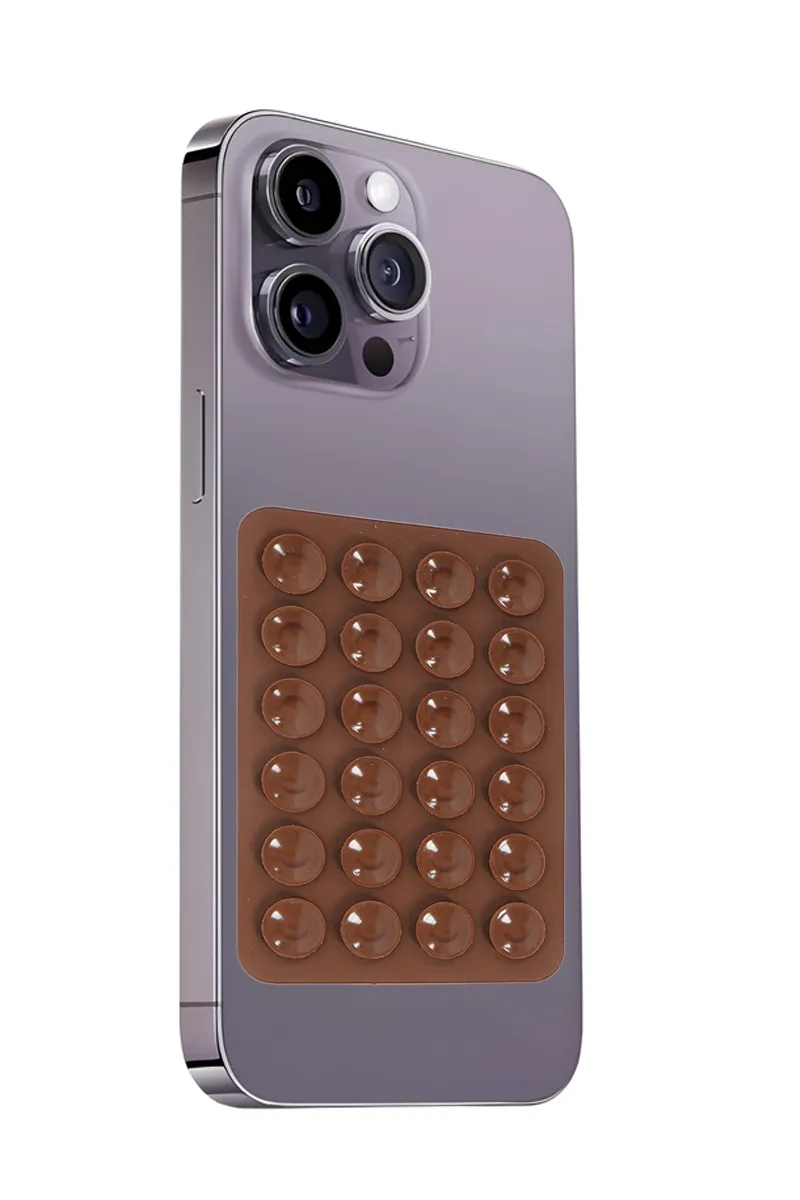 Silicone Suction Phone Case/Holder for iPhone and Android (Brown )