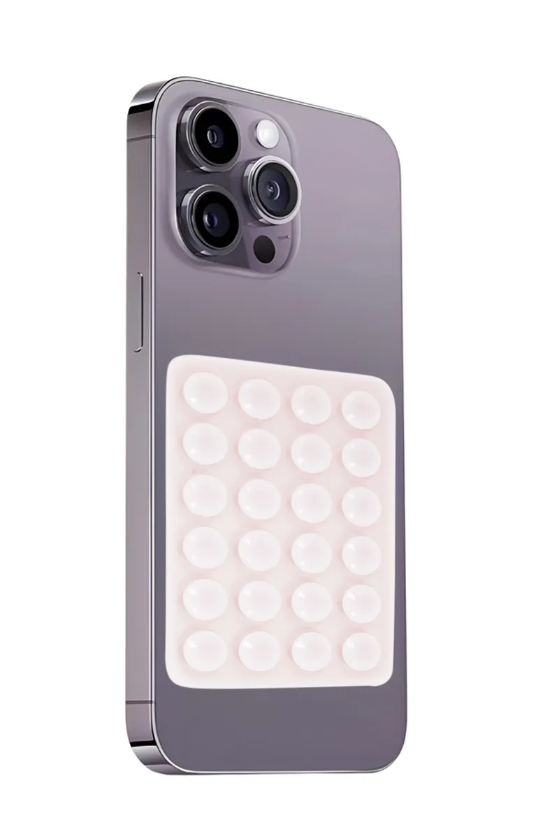 Silicone Suction Phone Case/Holder for iPhone and Android (Light Pink)