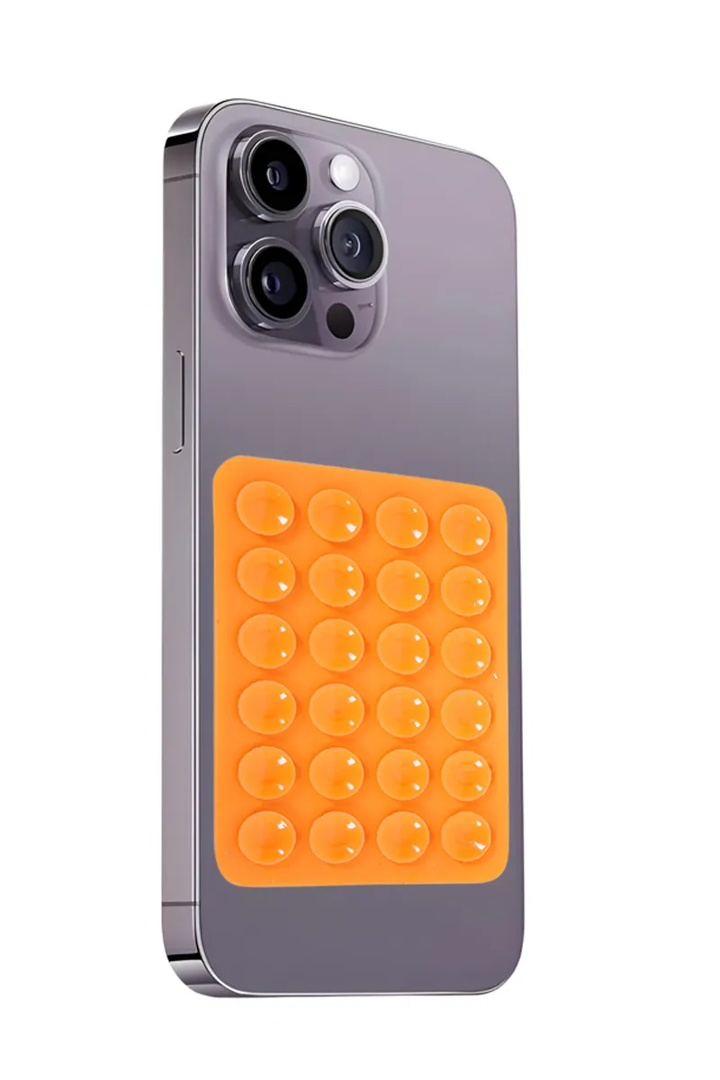 Silicone Suction Phone Case/Holder for iPhone and Android (Orange)