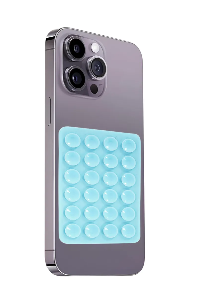 Silicone Suction Phone Case/Holder for iPhone and Android (Sky Blue)