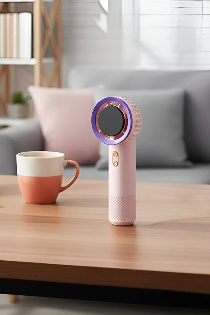 Turbo Handheld Fan with 100 Speed Control, Digital Display (Pink)