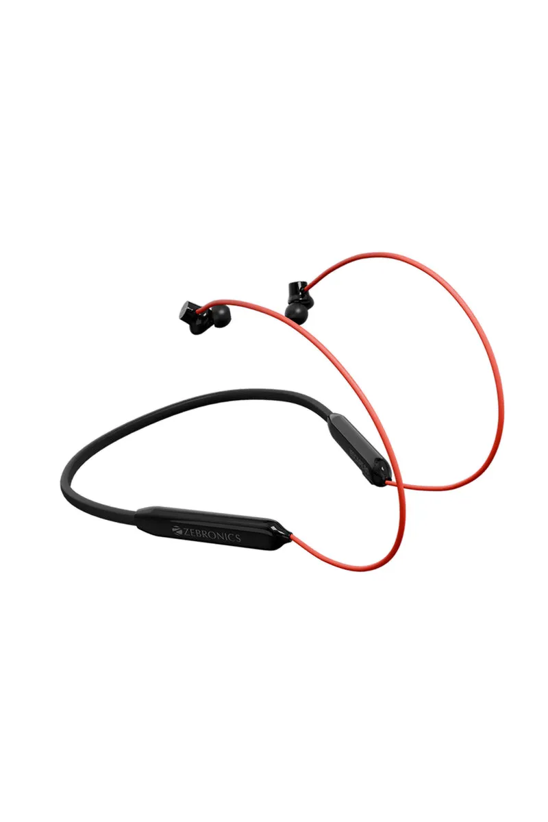 Zebronics Escape 80 Wireless Bluetooth In Ear Neckband with ENC, Gaming Mode, Voice Asst (Red)
