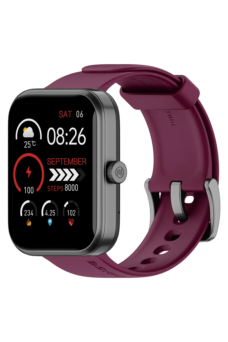 Noise Pulse Grand 3 1.85" Smartwatch with Smart DND, True Sync, 100+ Sports Modes, Health Suite (Deep Wine)